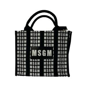 MSGM エムエスジイエム ロゴ柄 2-Way トートバッグ/ブラック×ホワイト レディース