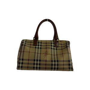 BURBERRY LONDON バーバリーロンドン チェック ミニ ボストンバッグ/ベージュ×ブラウン レディース