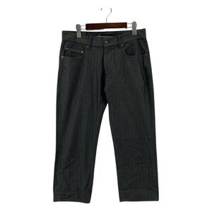 ゆうパケットOK MEN'S MELROSE メンズメルローズ ストライプ クロップドパンツ size3/グレー メンズ