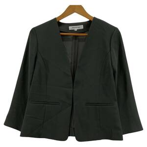 ゆうパケットOK NATURAL BEAUTY BASIC　ナチュラルビューティーベーシック ノーカラージャケット sizeS/グレー レディース