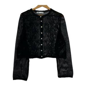 ZARA ザラ レース編み カーディガン sizeL/黒 レディース