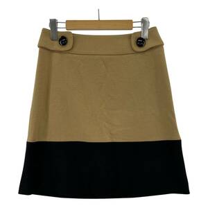 ゆうパケットOK INED イネド アンゴラ混　バイカラー スカート size9/ベージュ×黒 レディース