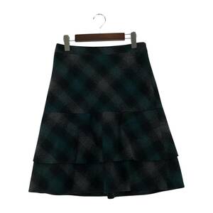 GALLERY VISCONTI ギャラリービスコンティ ウール混　チェック　 スカート size3/グリーン×グレー レディース