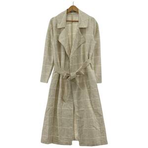 NATURAL BEAUTY Natural Beauty linen. ribbon attaching fringe coat size36/ light beige lady's 