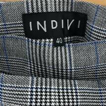 ゆうパケットOK INDIVI インディヴィ ベルト付き　ウール混　チェック ロングスカート size40/グレー レディース_画像3