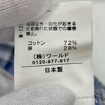 air リネン混　チェック 長袖シャツ sizeM/青系 レディース_画像6