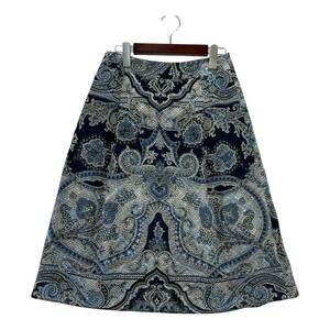 yu. packet OK SCAPA Scapa wool total pattern skirt size36/ blue series lady's 