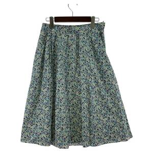 yu. packet OK anatelier Anatelier floral print skirt size40/ white × blue lady's 