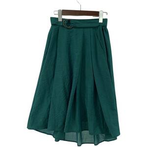 ゆうパケットOK ROPE PICNIC ロペピクニック ベルト付き ロングスカート size36/グリーン レディース