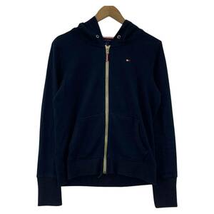 TOMMY HILFIGER トミーヒルフィガー ワンポイント　ジップアップ パーカー sizeS/紺 レディース