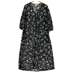 niko and... ニコアンド 花柄　シアー　シャツ ワンピース sizeＭ/紺系 レディース