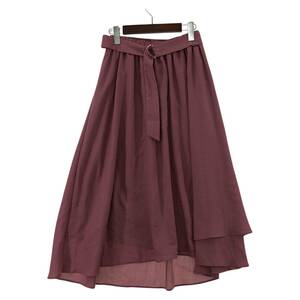 MICHEL KLEIN ミッシェルクラン ベルト付き フレア ロングスカート size38/ピンク レディース