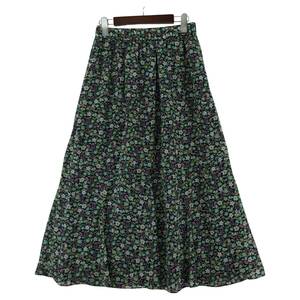 SHIPS any Ships eni. floral print long skirt sizeF/ navy series lady's 