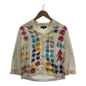 ROPE' Rope floral print print knitted cardigan sizeM/ ivory lady's 
