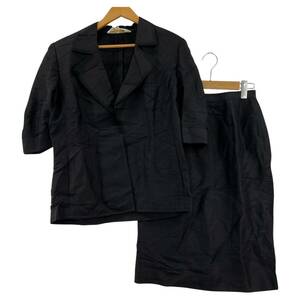 NINA RICCI ニナリッチ リネン混　ジャケット＆スカート セットアップ (スカート) size11/ブラック レディース