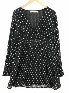 ZARA ザラ 綿100％ 総柄 ワンピース sizeM/ブラック ■◇ ☆ dfc2 レディース