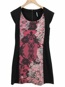 Desigual デシグアル エスニック柄 Aライン ワンピース sizeM/黒ｘ赤 ■◆ ☆ dbb3 レディース