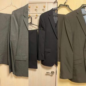 1円〜　スーツ上下3セット　L〜XLサイズ　使用回数10回以下　超美品　クリーニング済　青木　ユニクロ