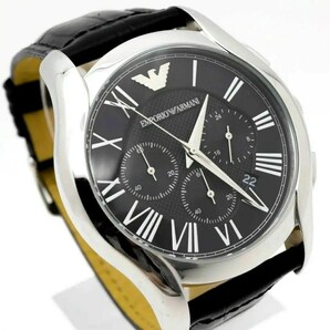 《美品》EMPORIO ARMANI 腕時計 ブラック クロノグラフ メンズ d
