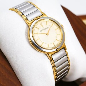 ◆稼働 イヴサンローラン 腕時計 ゴールド クラシック 新品電池 c