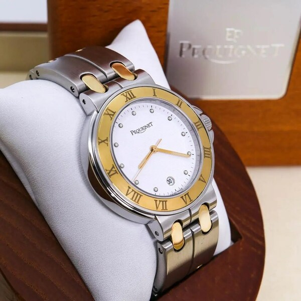 ◆美品 稼働 PEQUIGNET 腕時計 モリア メンズ デイト 新品電池 w