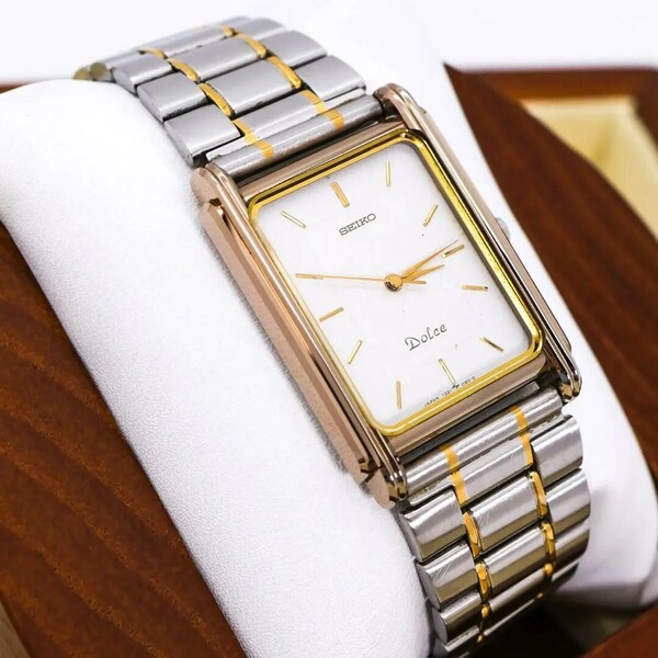◆美品 稼働 SEIKO Dolce 腕時計 タングステン メンズ 新品電池 p