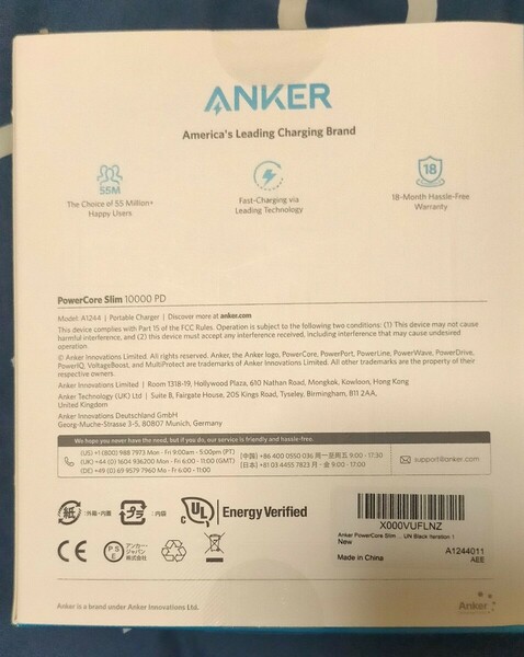 モバイルバッテリー　ANKER PowerCore Slim 10000 PD iPhone