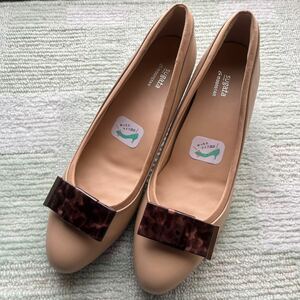  including carriage!s rattling sugata moon Star pumps beige corsage shoes 26 centimeter 26 lady's large size 