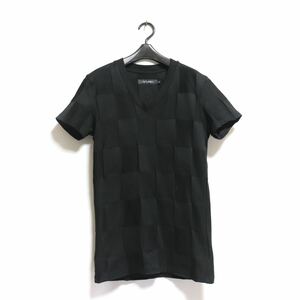 希少【1piu1uguale3】ブロック パッチワーク ストレッチ /半袖 カットソー Tシャツ