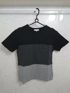 THE SHOP TK/タケオキクチ ブロッキングクルーネック半袖シャツ バイカラーTシャツ ブラック系 Lサイズ COMME CA/PPFM/BEAMS/ROTAR