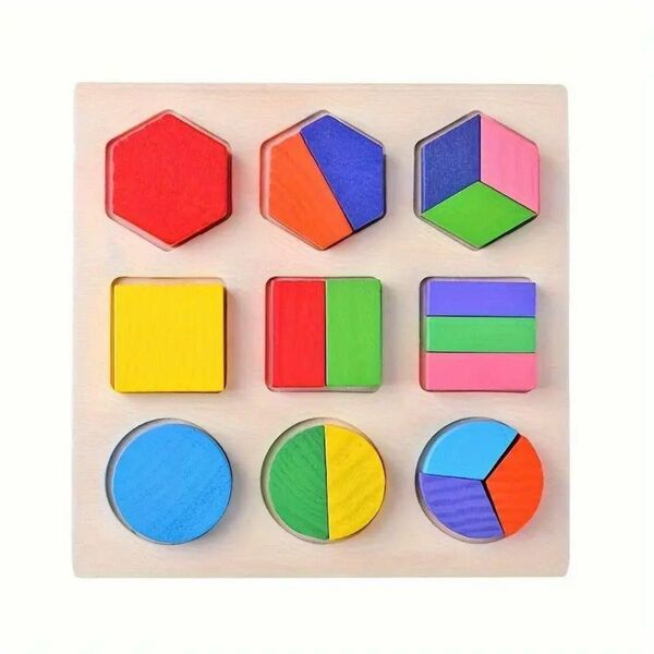 形合わせパズル 木製 積み木 はめこみ 知育玩具 幾何学認知 色学習 ブロック