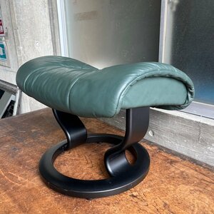 EKORNES/エコーネス オットマン レザー ダークグリーン系 北欧インテリア ノルウェー 直接引取歓迎(横浜市) digjunkmarket