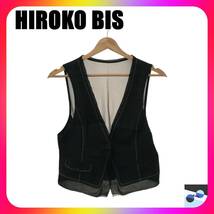 HIROKO BIS ヒロコビス トップス ベスト 袖なし ポケット シンプル レディース ブラック 9 麻_画像1