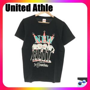 United Athle ユナイテッドアスレ Tシャツ トップス 半袖 クルーネック カジュアル おしゃれ レディース ブラック プリント S