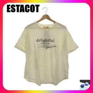 ESTACOT エスタコット Tシャツ トップス 半袖 クルーネック シンプル カジュアル おしゃれ ロゴT レディース ホワイト