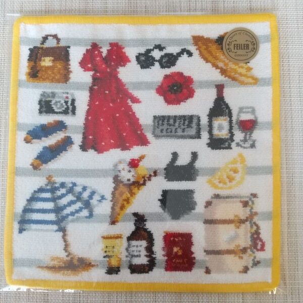 【新品未開封】IENA ENFANTFEILER/フェイラー 別注 BON VOYAGE IENA 25*25 ハンカチイエロー