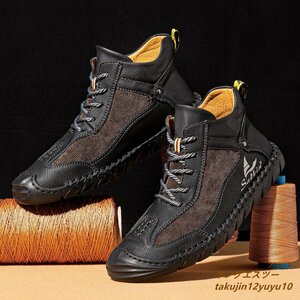  super rare * leather shoes cow leather short boots new goods sneakers walking shoes light weight outdoor camp ventilation black 26.5cm