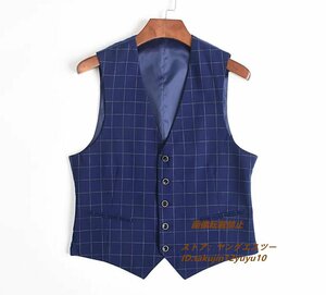 1 иен старт новый товар жилет лучший мужской костюм лучший в клетку V шея бизнес лучший прекрасное качество формальный FORMAL casual 44A/XS