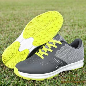  new goods golf shoes sport shoes outdoor sport shoes walking light weight Fit feeling wide width . waterproof . slide enduring . elasticity . ash / green 25.0cm