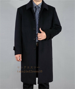 入手困難■メンズ ロングコート 高品質 ウールコート 新品 ステンカラーコート 紳士服 ビジネスコート ラシャ ジャケット 二色 黒 4XL