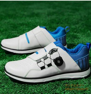 ..* туфли для гольфа высокое качество dial тип женский спортивная обувь широкий спорт обувь джентльмен спортивные туфли Fit чувство . скользить выдерживающий . водоотталкивающий белый / синий 23.0cm