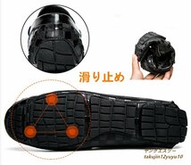 特売 新品 ローファー 本革 ドライビングシューズ メンズシューズ 牛革 スリッポン チェック柄 おしゃれ 職人手作り超希少 ネイビー 25.0cm_画像5