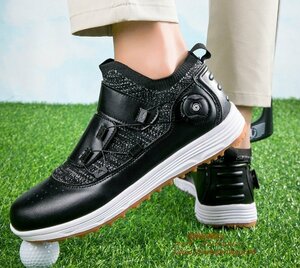  высококлассный товар туфли для гольфа сильный рукоятка новый товар dial тип спортивная обувь Fit чувство легкий спорт обувь эластичность . "дышит" . скользить черный 24.0cm