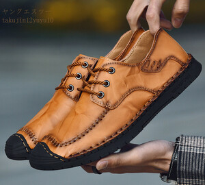  прогулочные туфли натуральная кожа мужской обувь новый товар спортивные туфли телячья кожа кожа обувь "дышит" driving Loafer туфли без застежки Brown 26.5cm