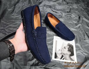  популярный новый товар # Loafer туфли без застежки высококлассный телячья кожа кожа обувь мужской обувь для вождения натуральная кожа замша кожа удобный модный 4 цвет темно-синий 27.0cm