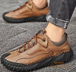  regular goods walking shoes gentleman shoes men's leather shoes original leather boots super-beauty goods sneakers outdoor light weight ventilation camp Brown 28.5cm