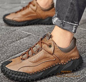  стандартный товар прогулочные туфли джентльмен обувь мужской кожа обувь натуральная кожа ботинки очень красивый товар спортивные туфли уличный легкий вентиляция кемпинг Brown 25.5cm