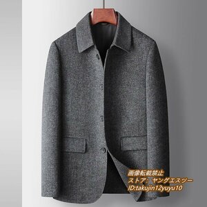 定価12万*新品 メンズコート カシミヤ ウールコート ビジネスコート チェスターコート *WOOL ロングコート 紳士 アウター グレー 2XL