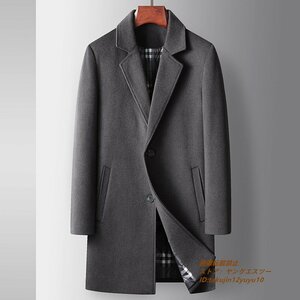 最上級*16万 ビジネスコート メンズ テーラードジャケット 紳士スーツコート 新品 厚手 ダウン綿ジャケット 超希少 ウール グレー 3XL