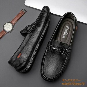  Loafer original leather slip-on shoes new goods men's leather shoes leather shoes sneakers cow leather driving shoes Father's day gift ventilation black 24.0cm